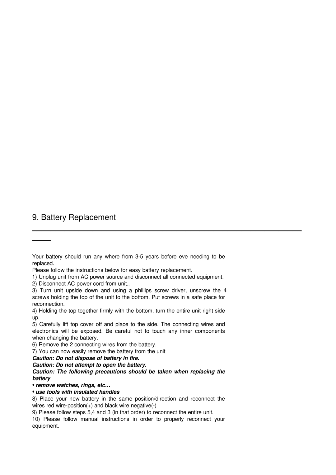 Powercom 525AP, 425AP, 625AP, 325A user manual Battery Replacement 