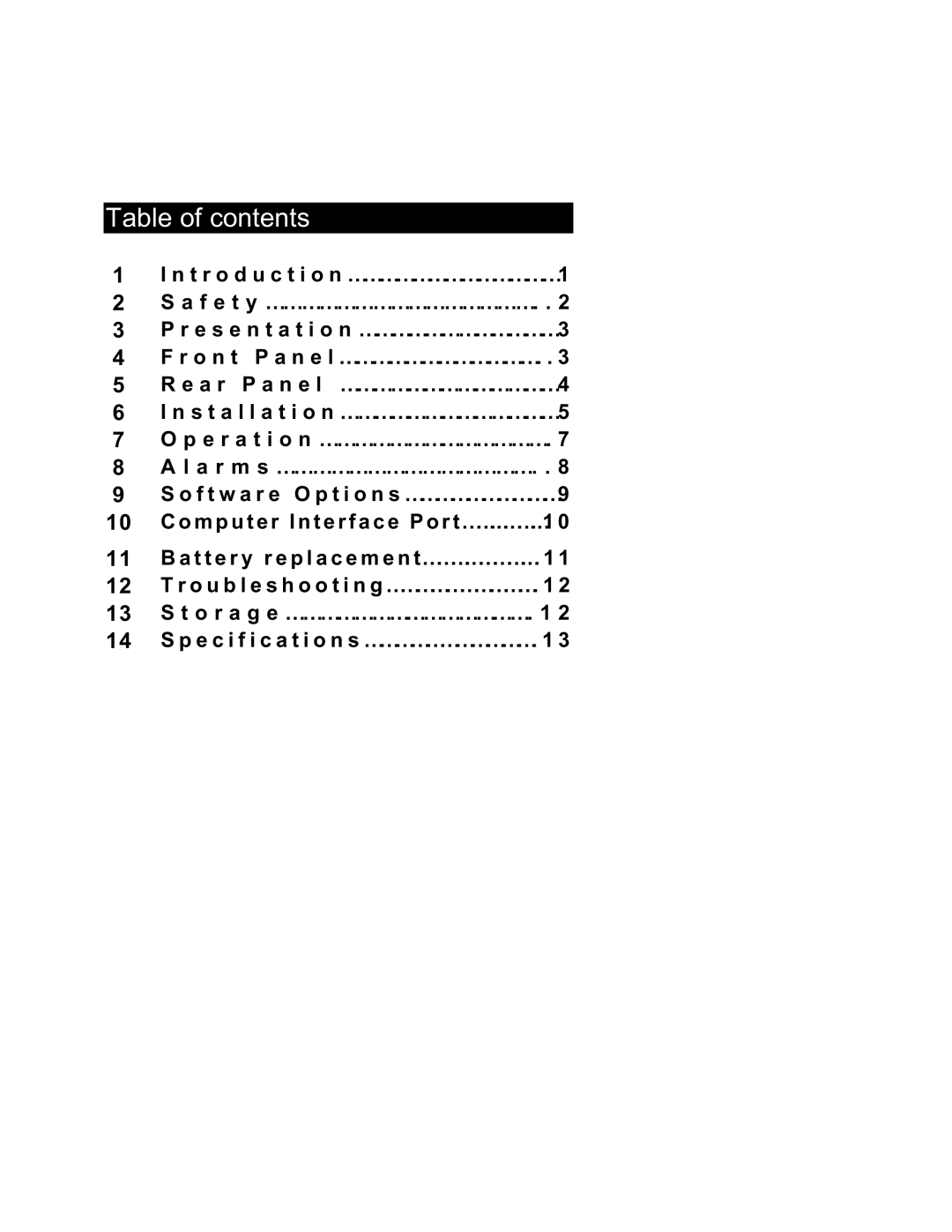 Powercom 800VA user manual Table of contents 