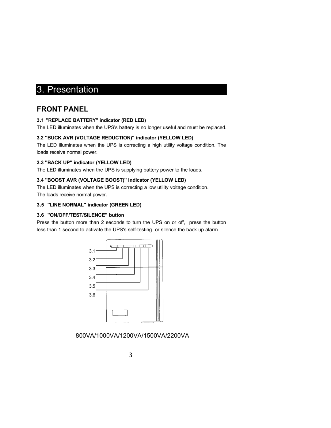 Powercom 800VA user manual Presentation 