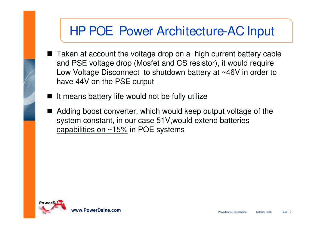 PowerDsine IEEE802.3 manual HP POE Power Architecture-AC Input 