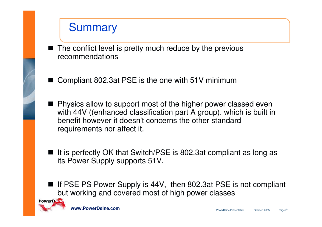 PowerDsine IEEE802.3 manual Summary 