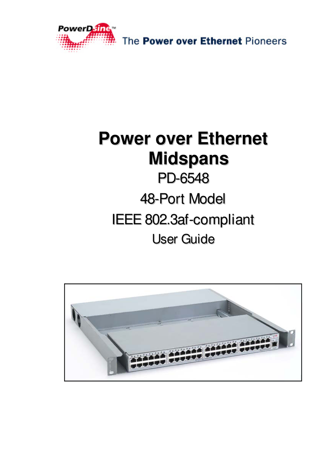 PowerDsine PD-6548 manual Power over Ethernet Midspans, User Guide 