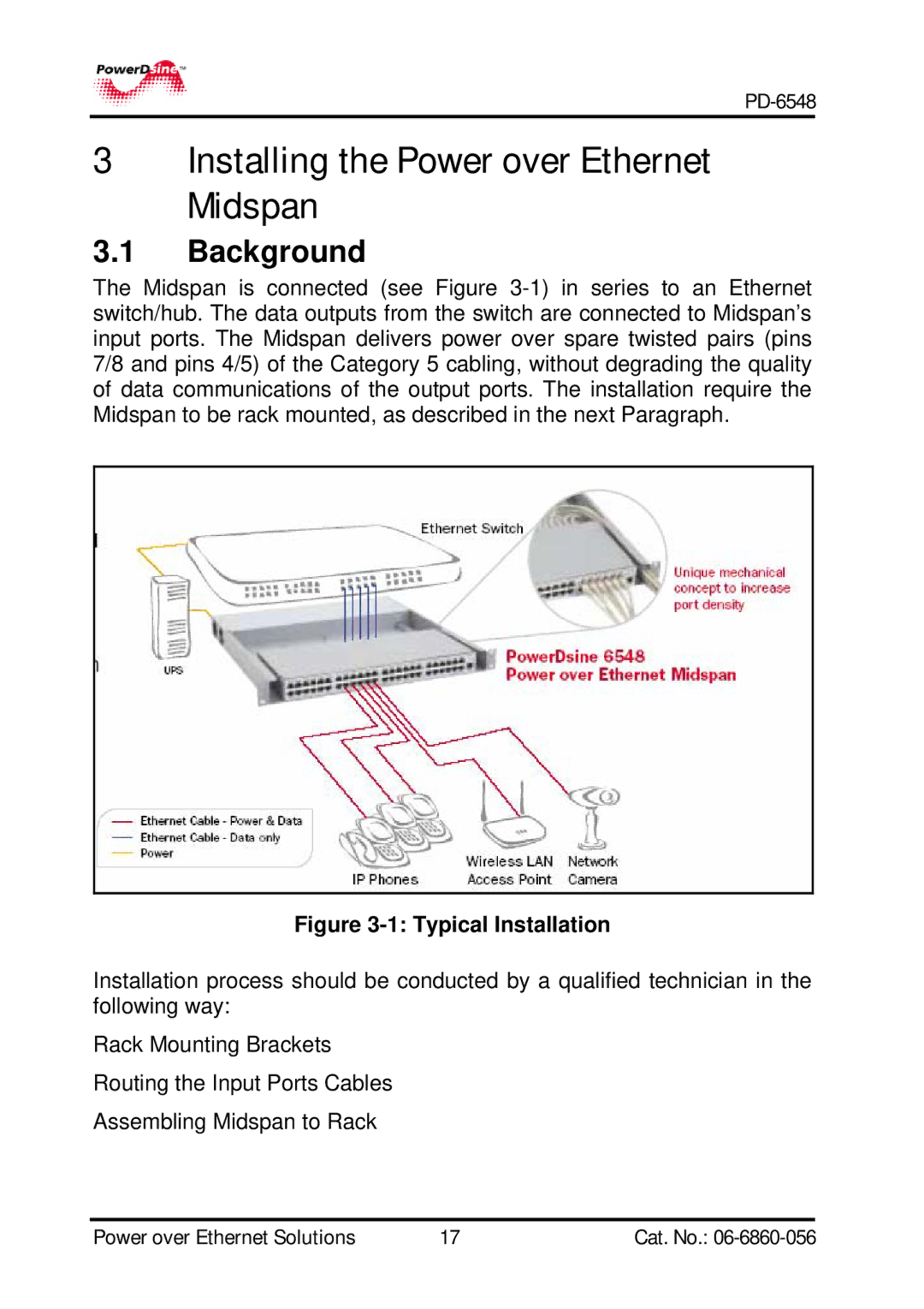 PowerDsine PD-6548 manual Installing the Power over Ethernet Midspan, Background 