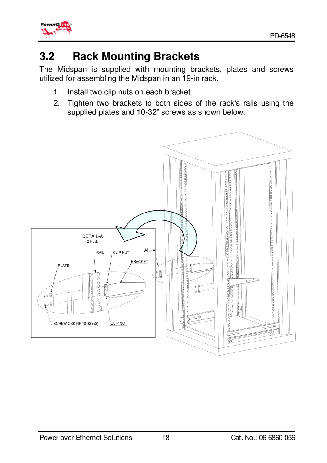 PowerDsine PD-6548 manual Rack Mounting Brackets 