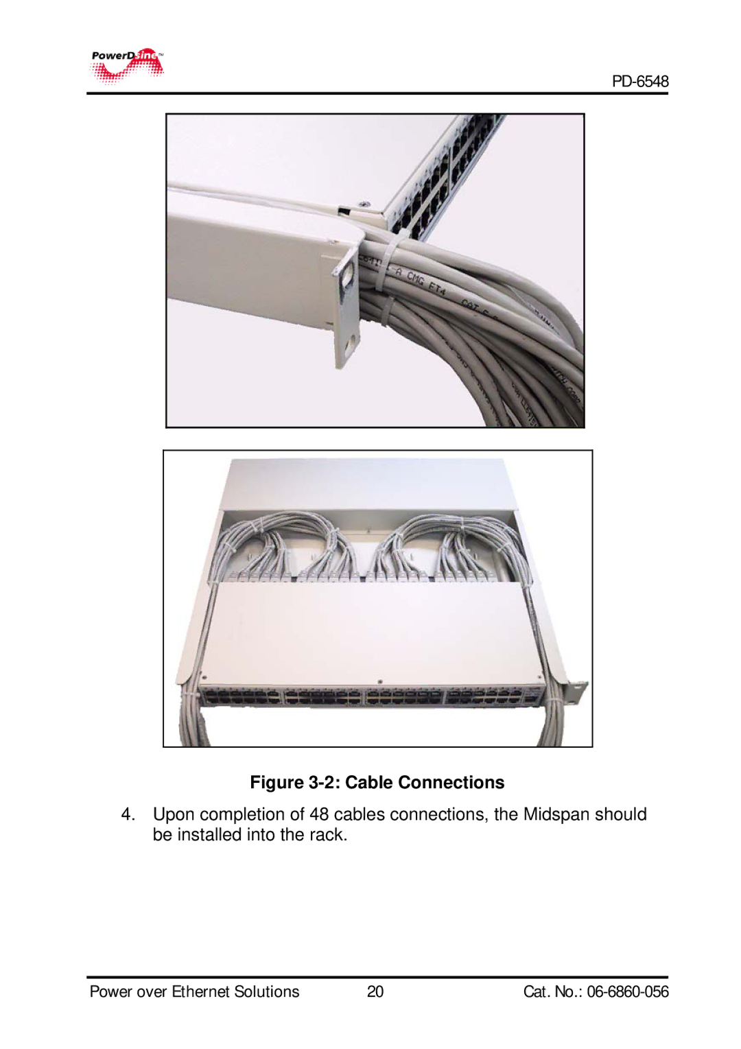 PowerDsine PD-6548 manual Cable Connections 