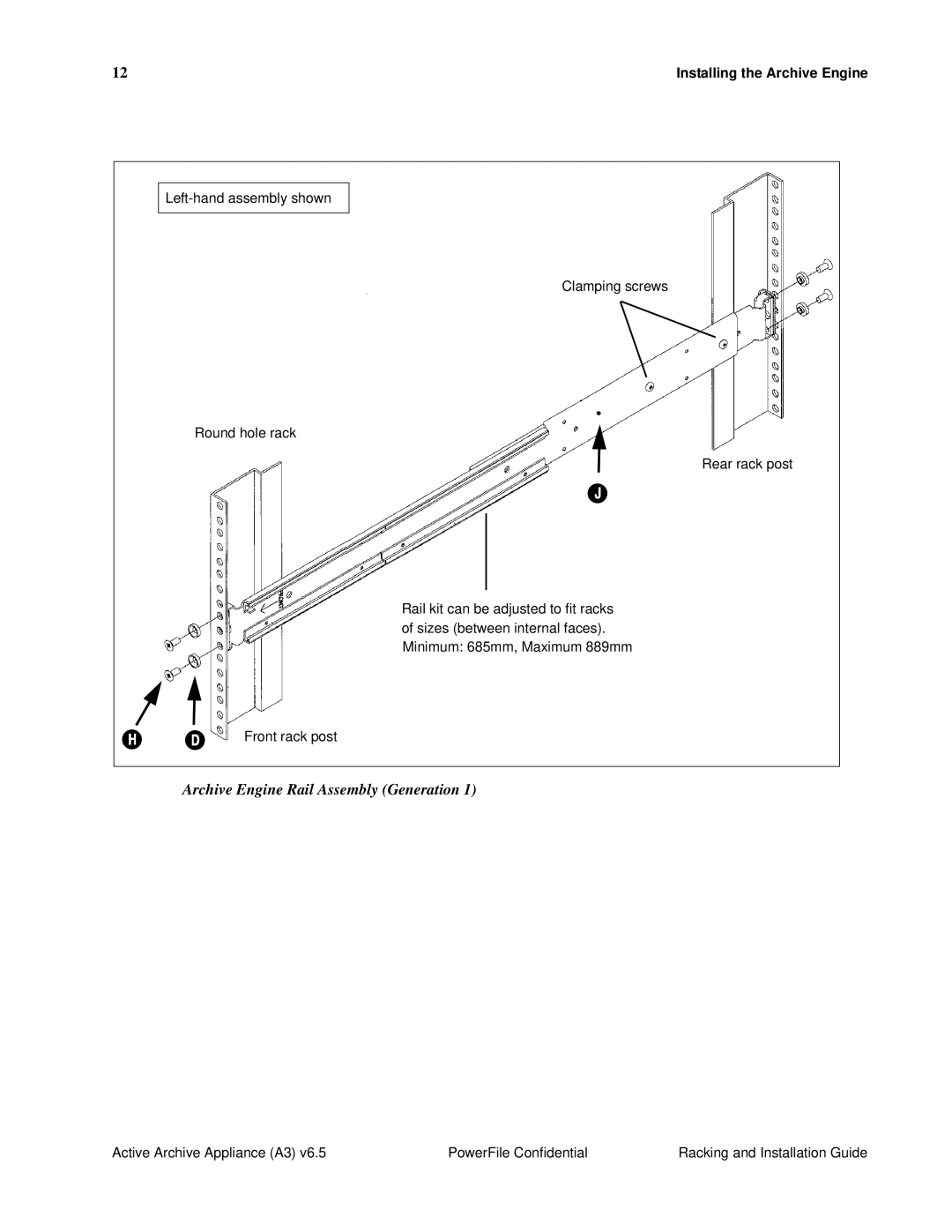 PowerFile A3 manual Archive Engine Rail Assembly Generation 