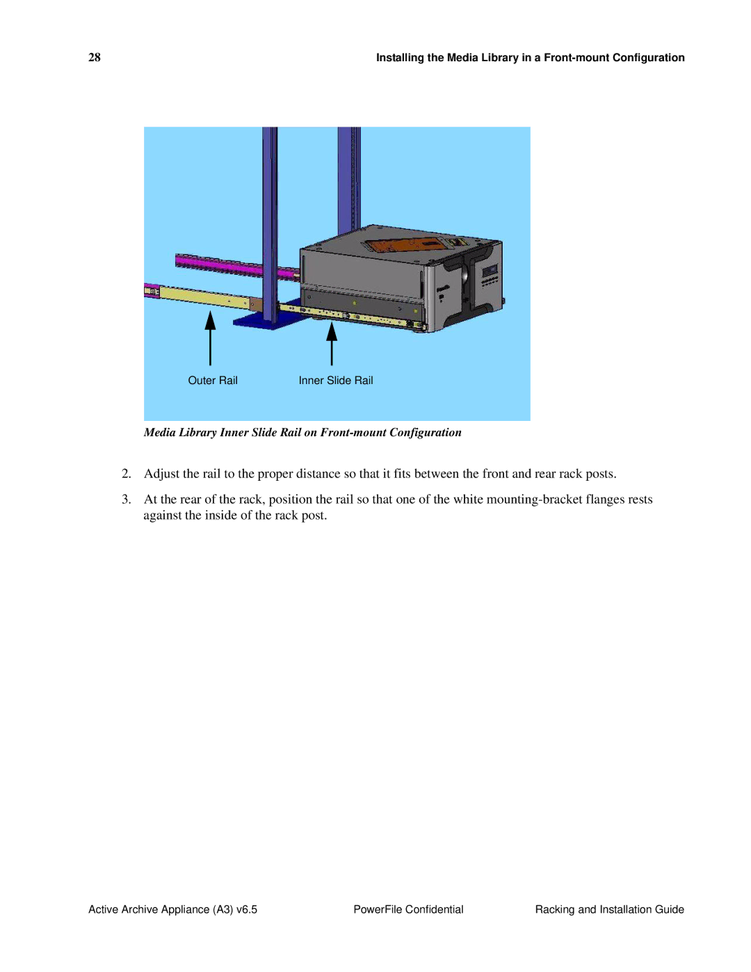 PowerFile A3 manual Media Library Inner Slide Rail on Front-mount Configuration 