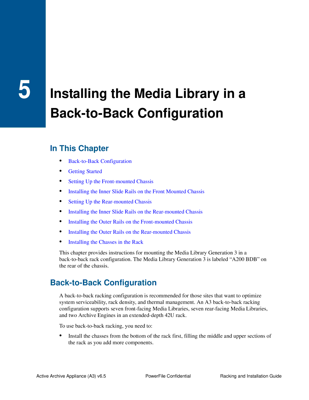 PowerFile A3 manual Installing the Media Library in a Back-to-Back Configuration 