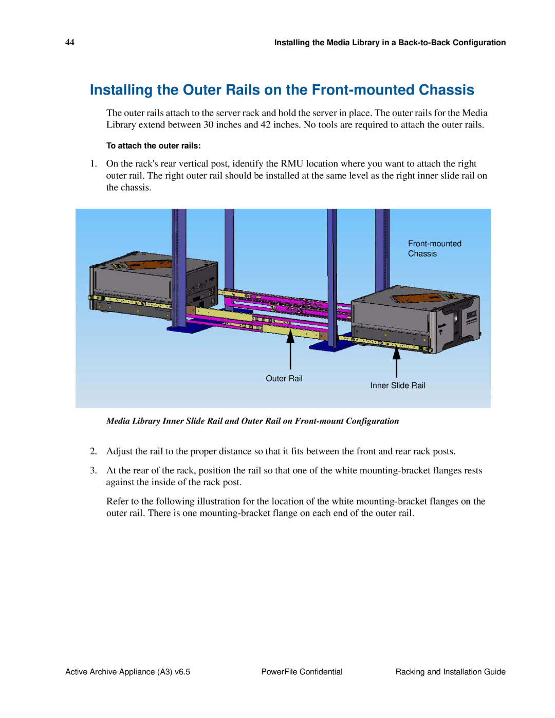 PowerFile A3 manual Outer Rail Front-mounted Chassis Inner Slide Rail 