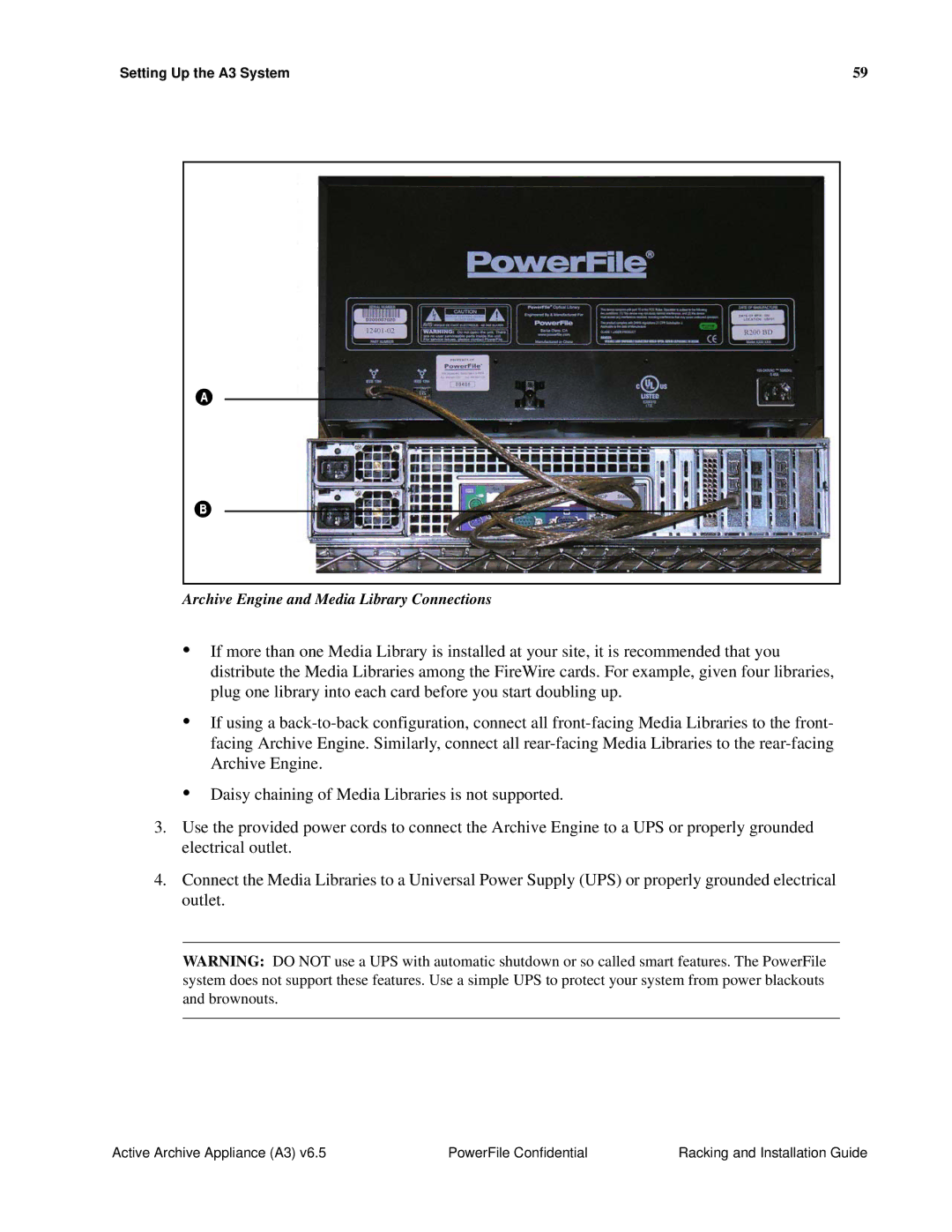 PowerFile A3 manual Archive Engine and Media Library Connections 