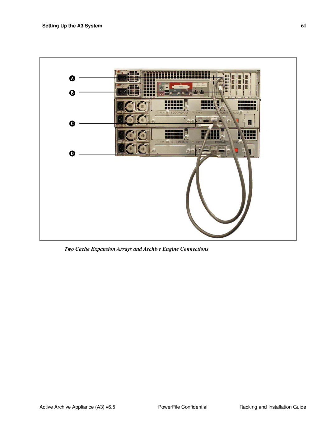 PowerFile A3 manual Two Cache Expansion Arrays and Archive Engine Connections 