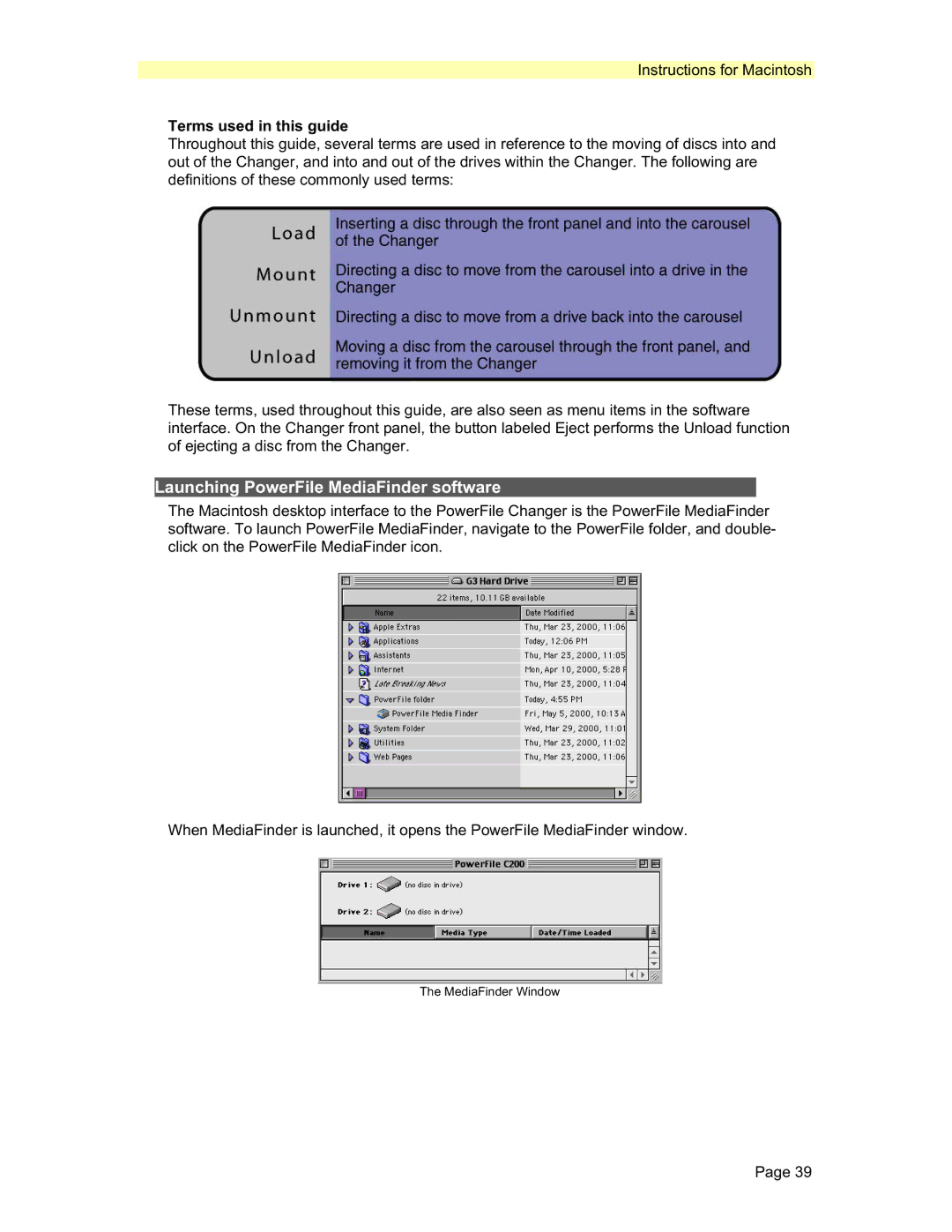 PowerFile R200, C200 Studio, C200S manual Launching PowerFile MediaFinder software, Terms used in this guide 