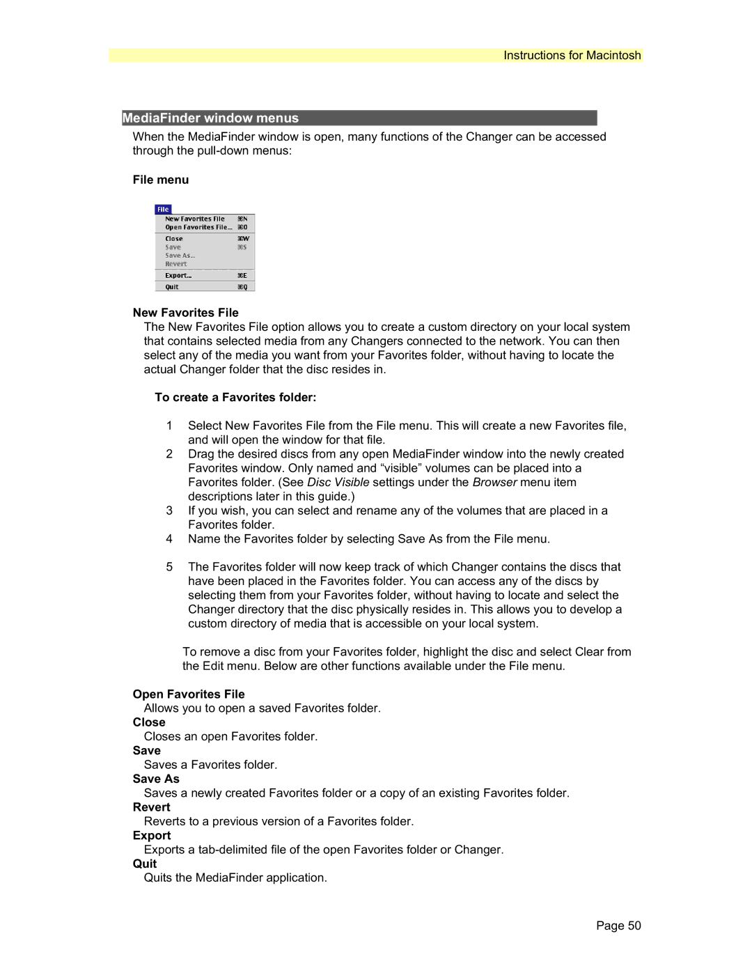 PowerFile C200 Studio, R200, C200S manual MediaFinder window menus 