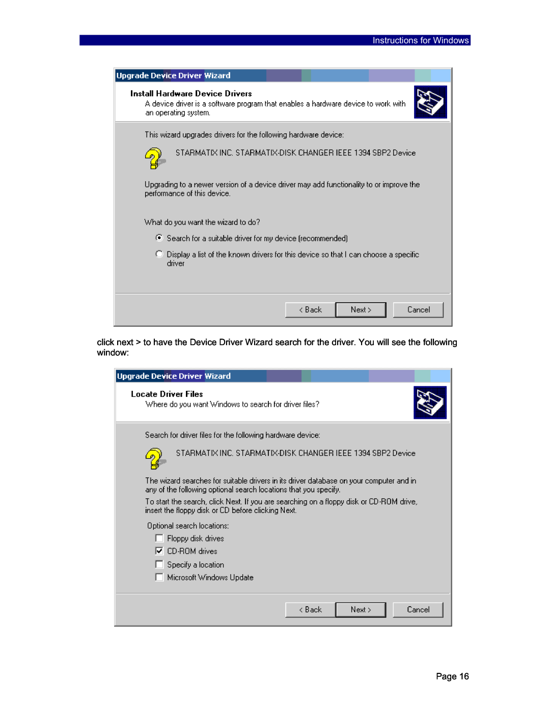 PowerFile C200S, C200 Studio, R200 manual Instructions for Windows, Page 