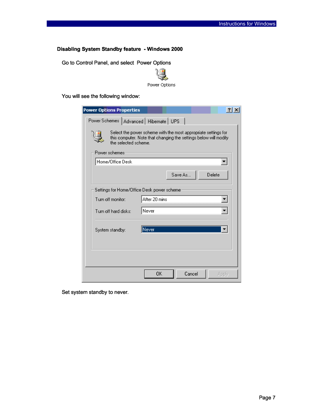 PowerFile C200S Instructions for Windows, Disabling System Standby feature - Windows, You will see the following window 
