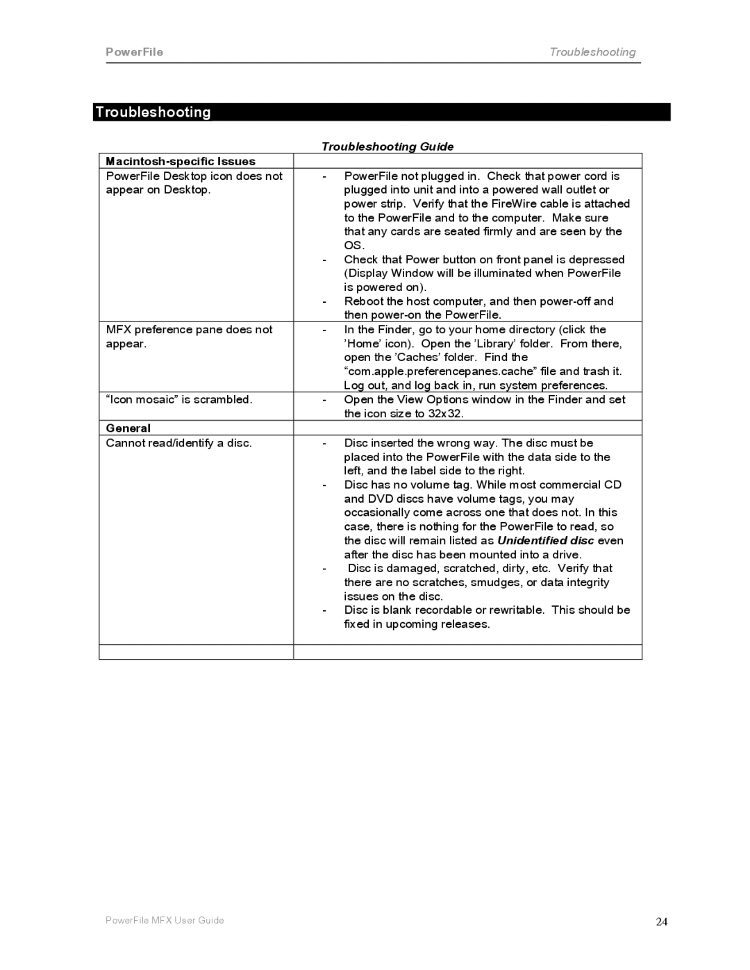 PowerFile C200 manual Troubleshooting, Macintosh-specific Issues, General 