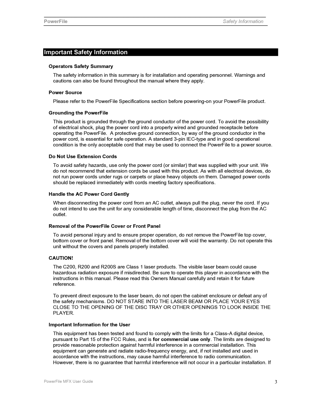 PowerFile C200 manual Important Safety Information 