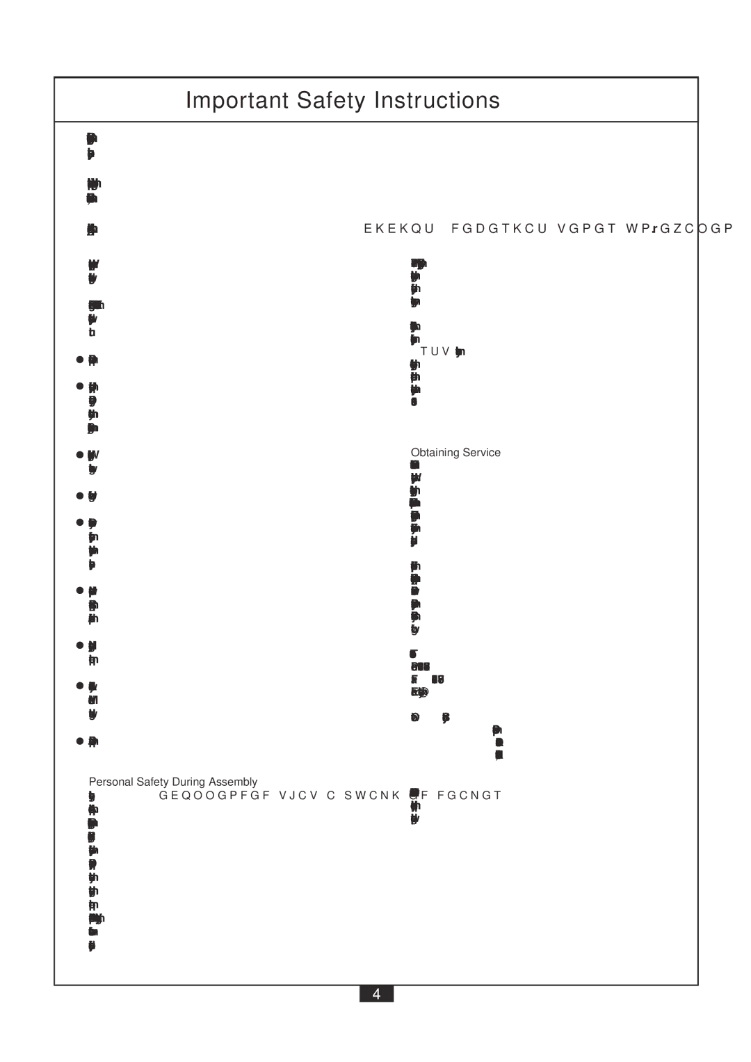 Powerline P2X manual Important Safety Instructions 