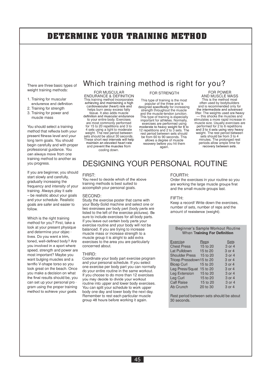 Powerline P2X manual Determine Your Training Method, Which training method is right for you? 