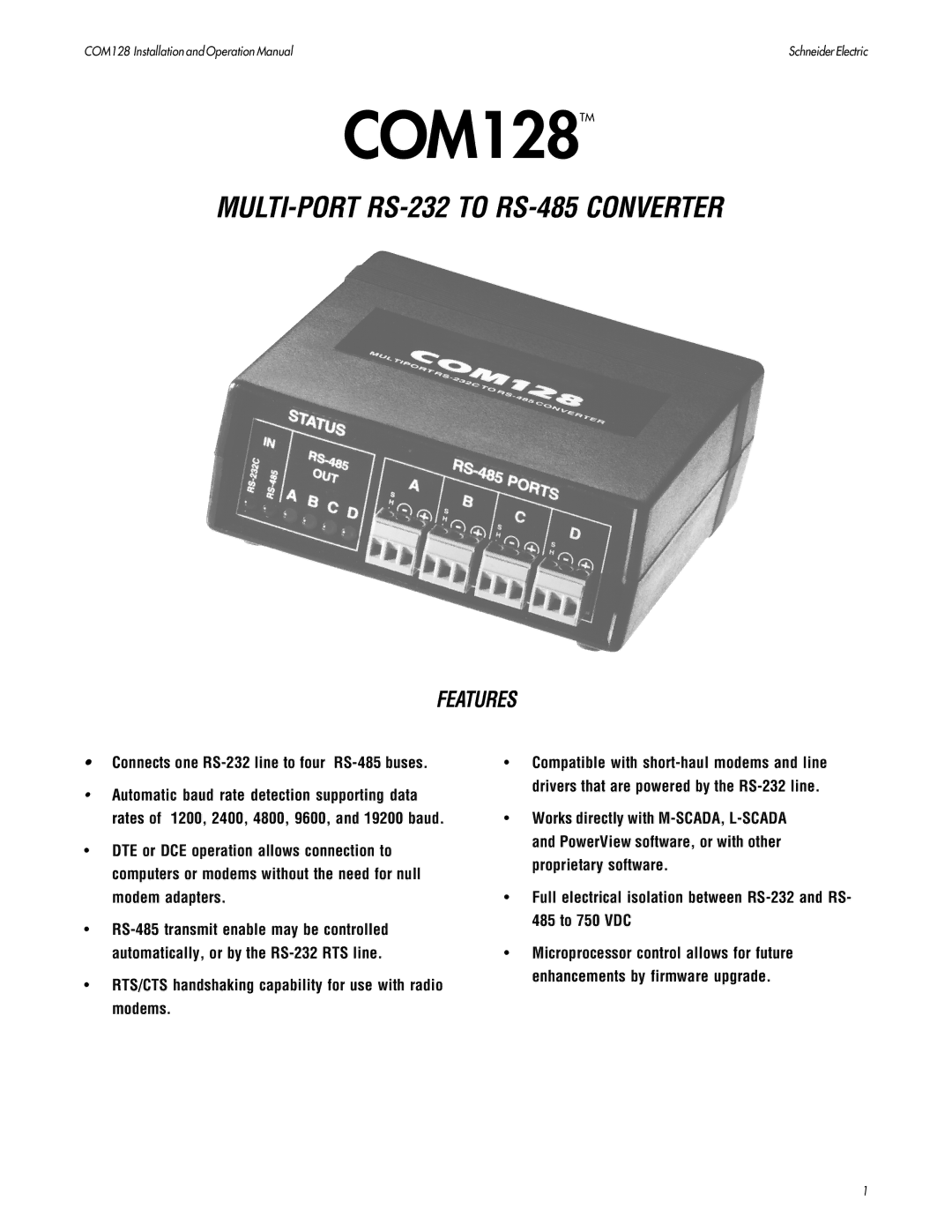 PowerLogix installation and operation guide COM128TM 