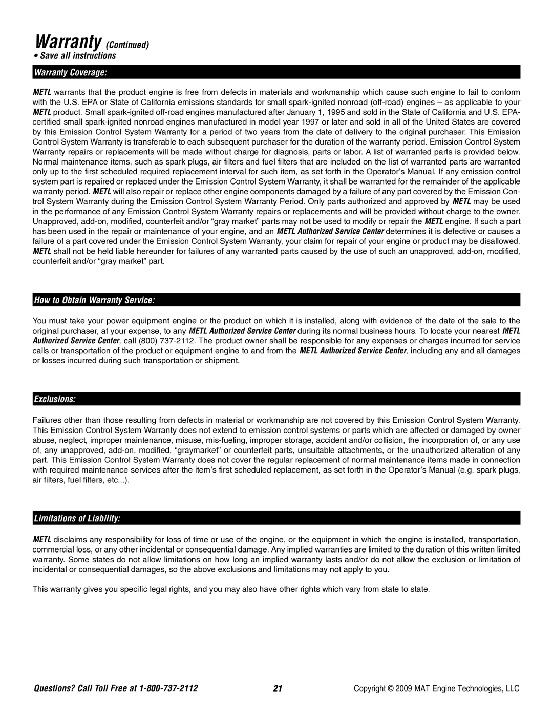 Powermate P-FTT-160MD-[E] Warranty Coverage, How to Obtain Warranty Service, Exclusions, Limitations of Liability 