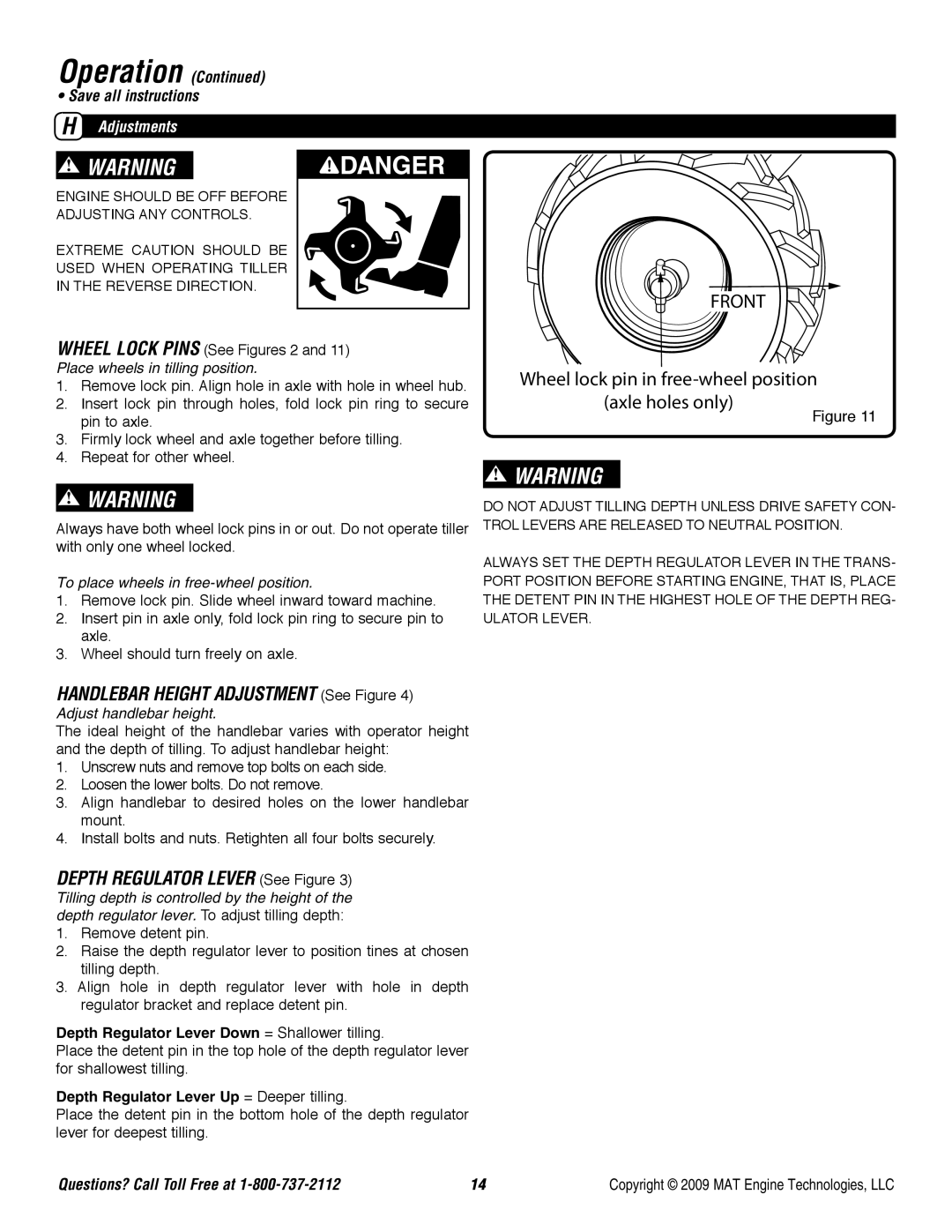 Powermate P-RTT-196MD-[E] specifications Depth Regulator Lever See Figure, Adjustments 