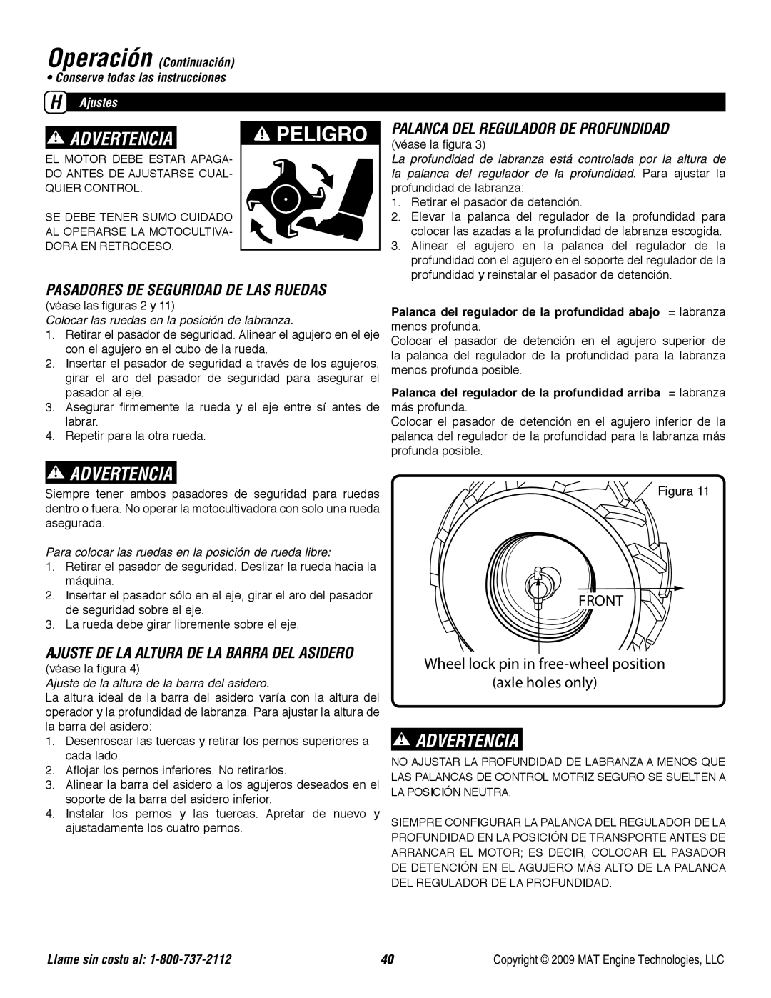 Powermate P-RTT-196MD-[E] specifications Palanca DEL Regulador DE Profundidad, Ajustes 