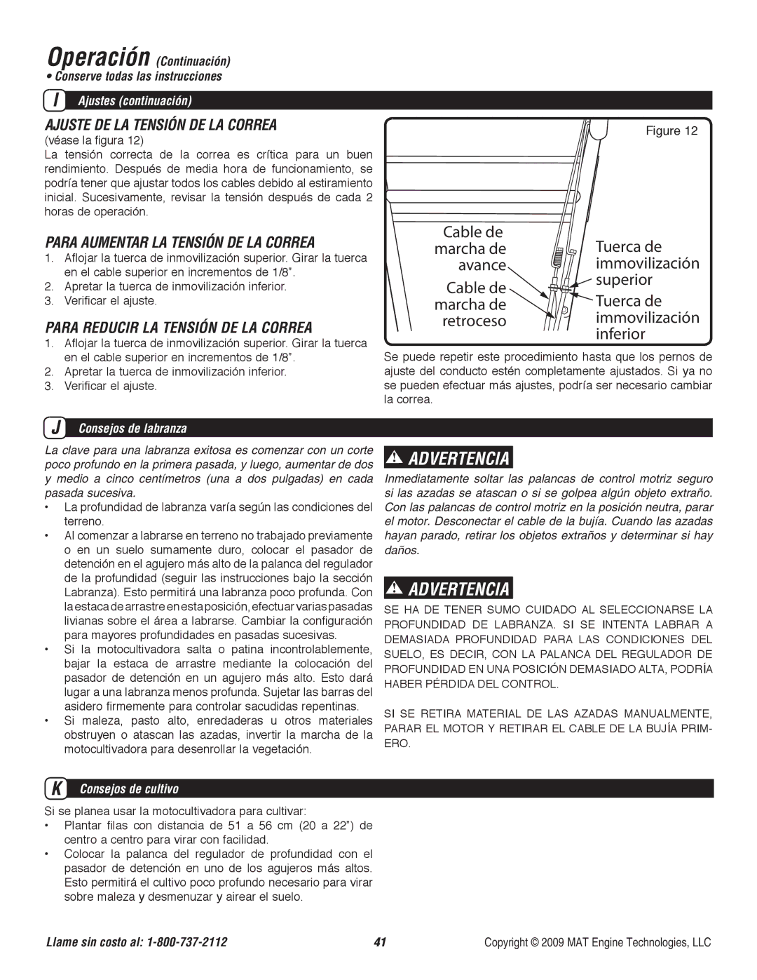 Powermate P-RTT-196MD-[E] specifications Ajuste DE LA Tensión DE LA Correa, Para aumentar la tensión de la correa 