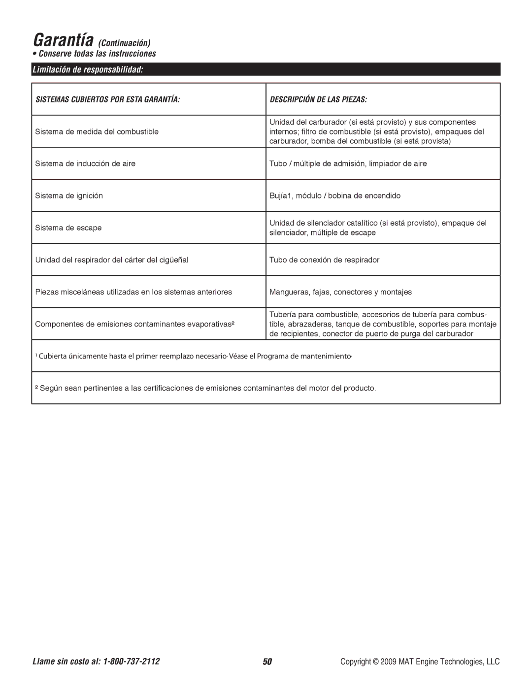 Powermate P-RTT-196MD-[E] specifications Garantía Continuación 