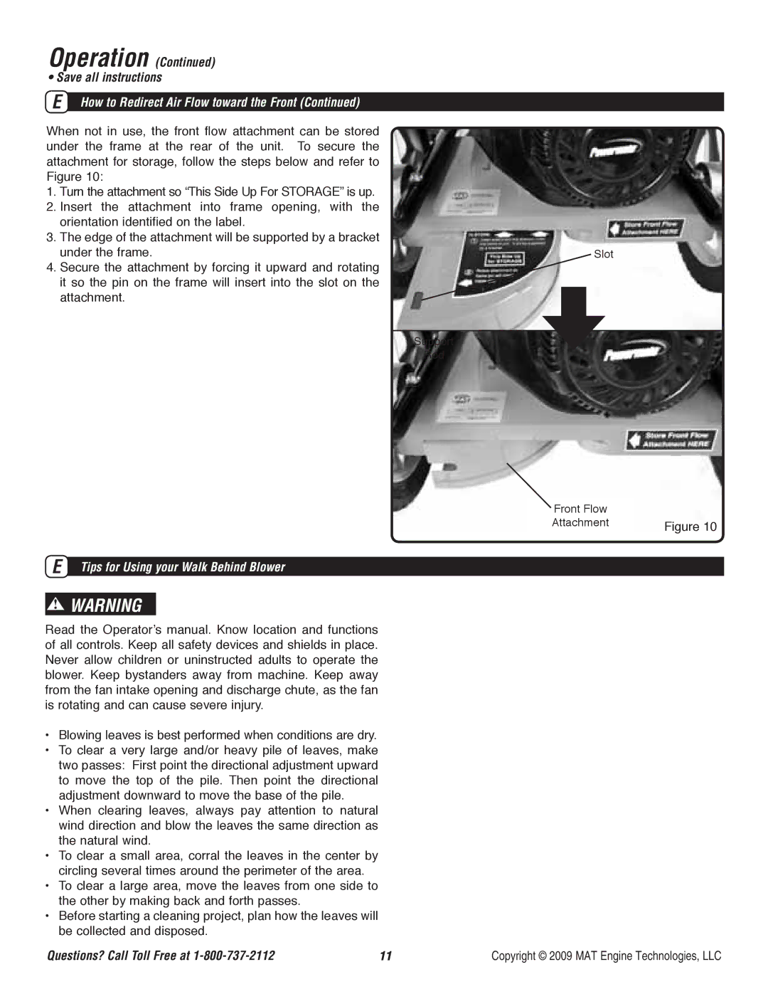 Powermate P-WB-163150-[E] specifications Tips for Using your Walk Behind Blower 