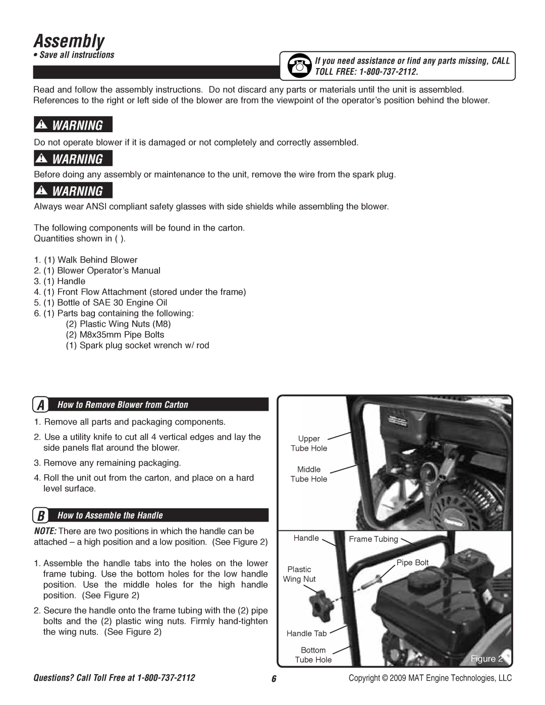 Powermate P-WB-163150-[E] specifications Assembly, Toll Free, How to Remove Blower from Carton 