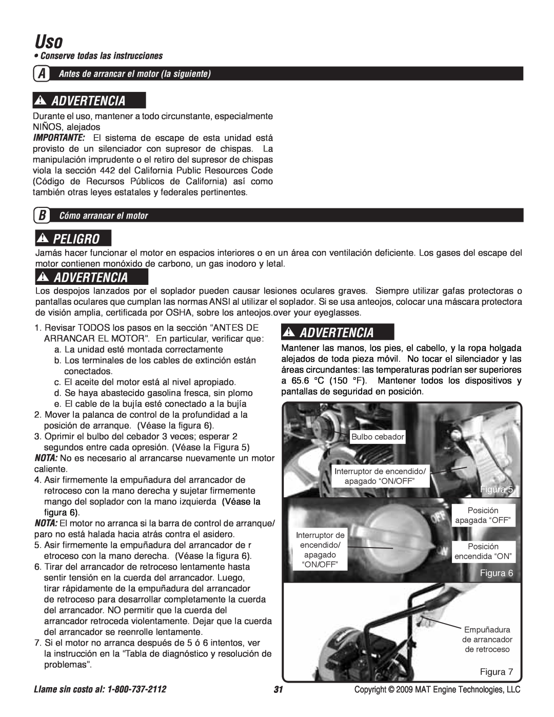 Powermate P-WB-163150-[E] specifications Advertencia, Peligro, • Conserve todas las instrucciones, B Cómo arrancar el motor 