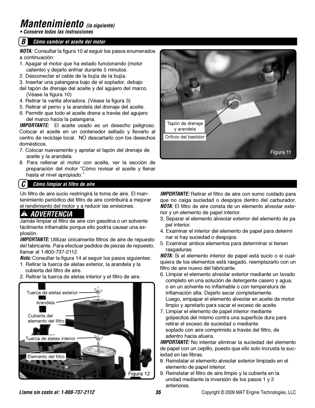 Powermate P-WB-163150-[E] Mantenimiento la siguiente, Advertencia, • Conserve todas las instrucciones, Figura 