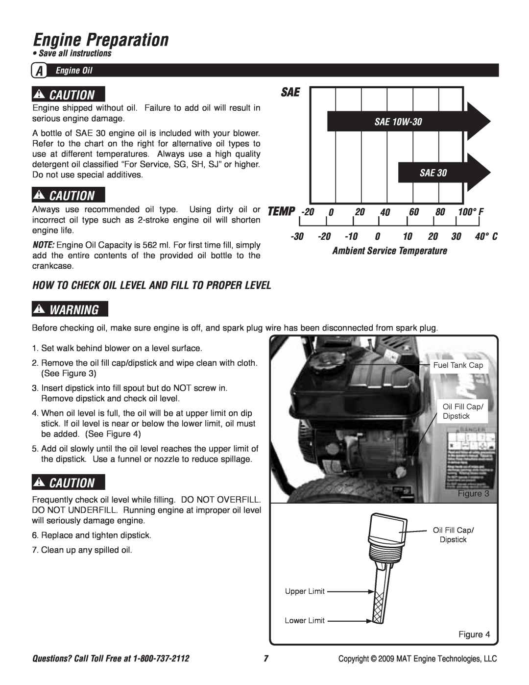 Powermate P-WB-163150-[E] Engine Preparation, Temp, How To Check Oil Level And Fill To Proper Level, SAE 10W-30, 100 F 