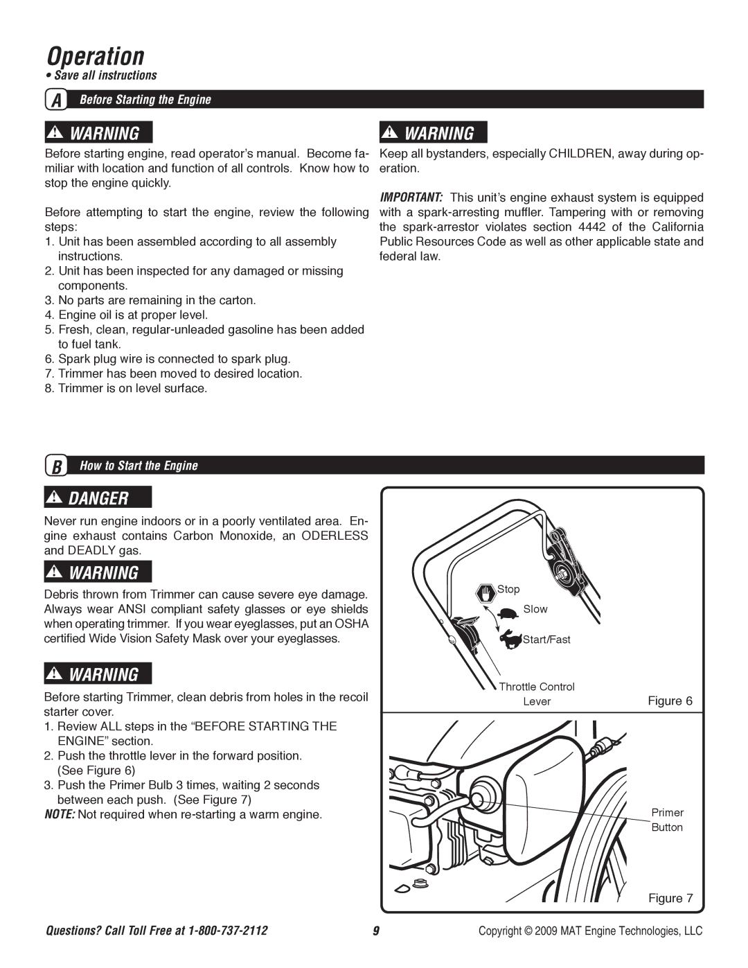 Powermate P-WFT-16022 specifications Operation, How to Start the Engine 