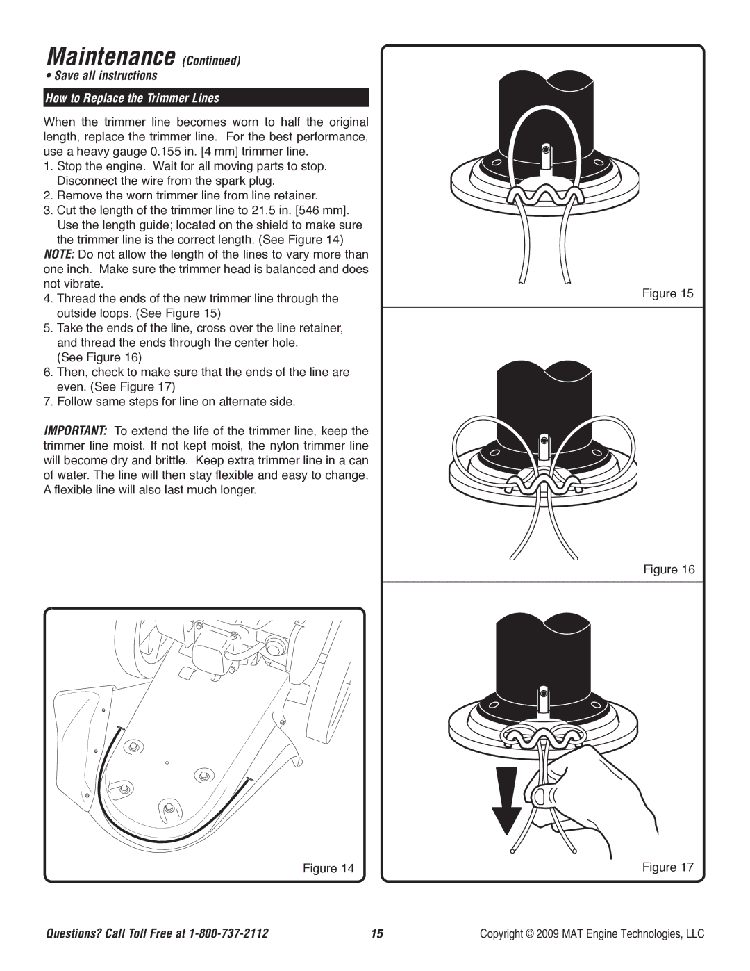 Powermate P-WFT-16022 specifications How to Replace the Trimmer Lines 