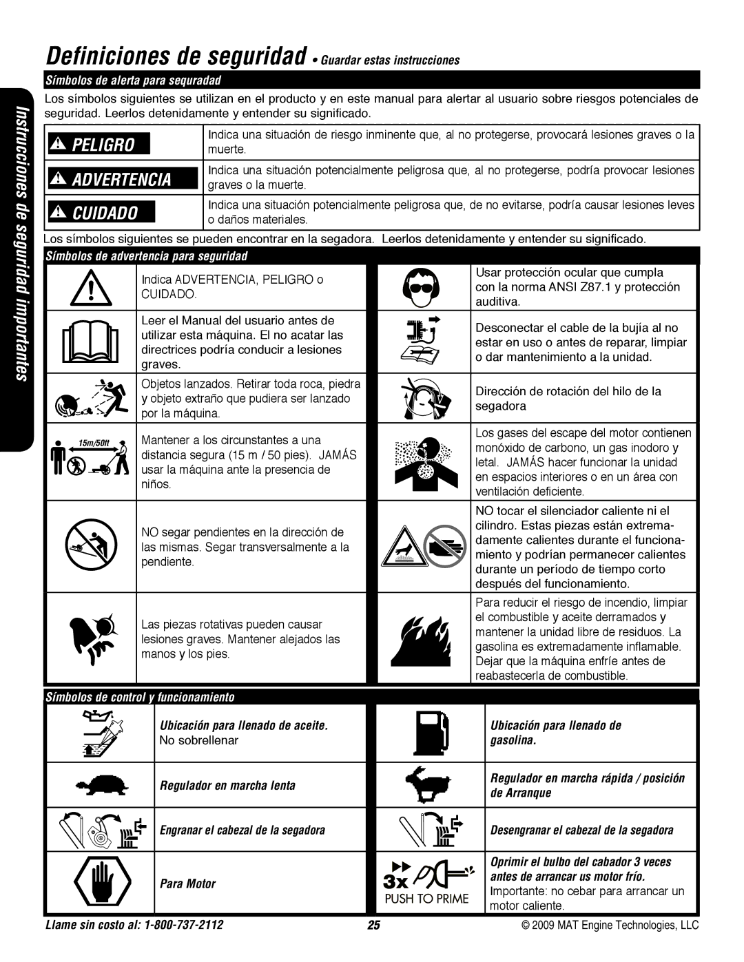 Powermate P-WFT-16022 specifications Símbolos de alerta para sequradad, Símbolos de advertencia para seguridad 