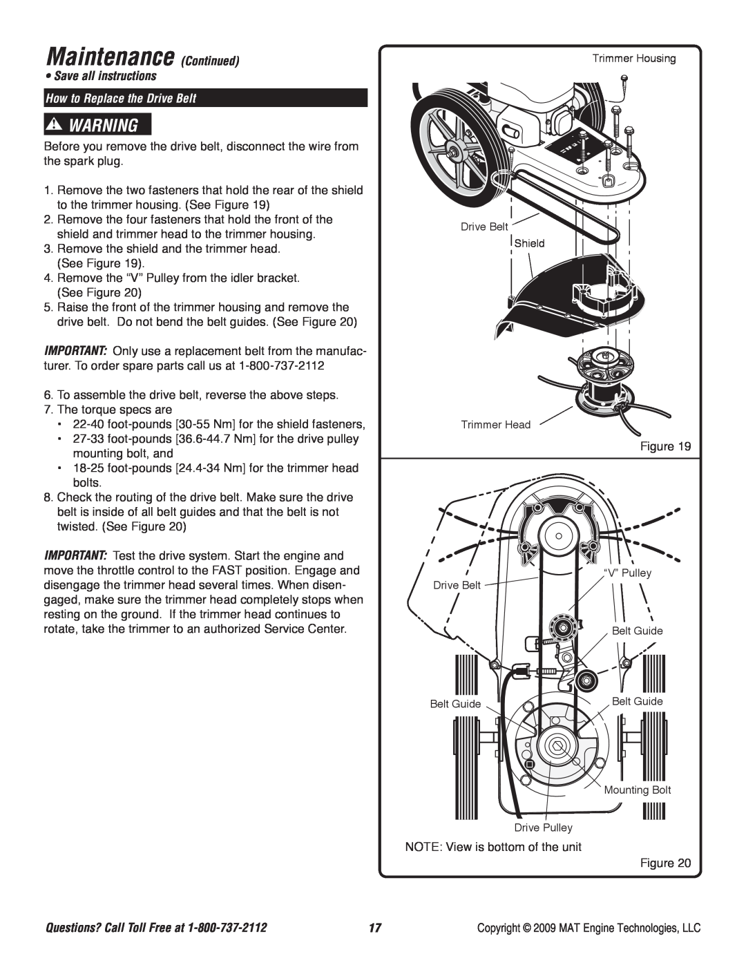 Powermate P-WFT-16022 Maintenance Continued, Save all instructions, How to Replace the Drive Belt, “V” Pulley, Belt Guide 