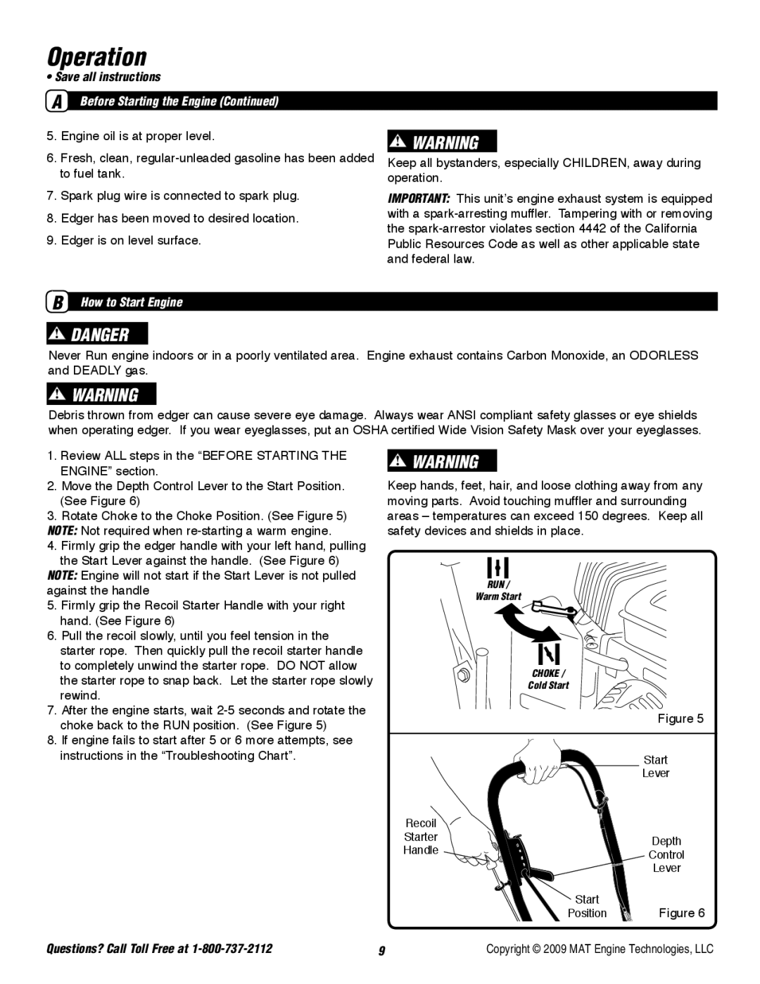Powermate P-WLE-0799-F2N specifications How to Start Engine 