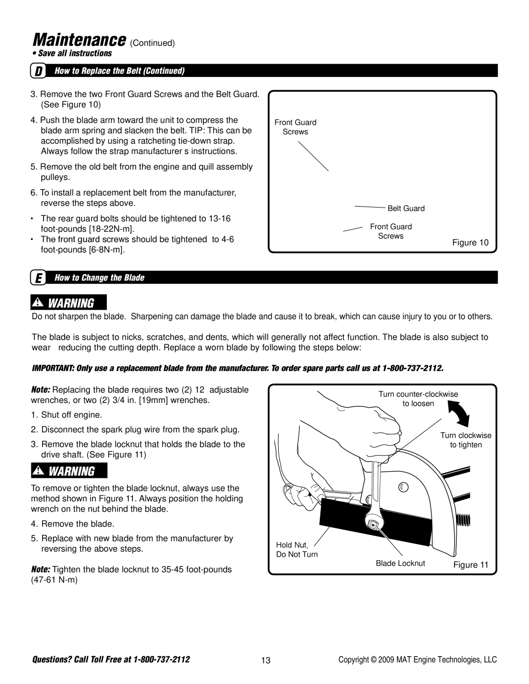 Powermate P-WLE-0799-F2N specifications How to Change the Blade 