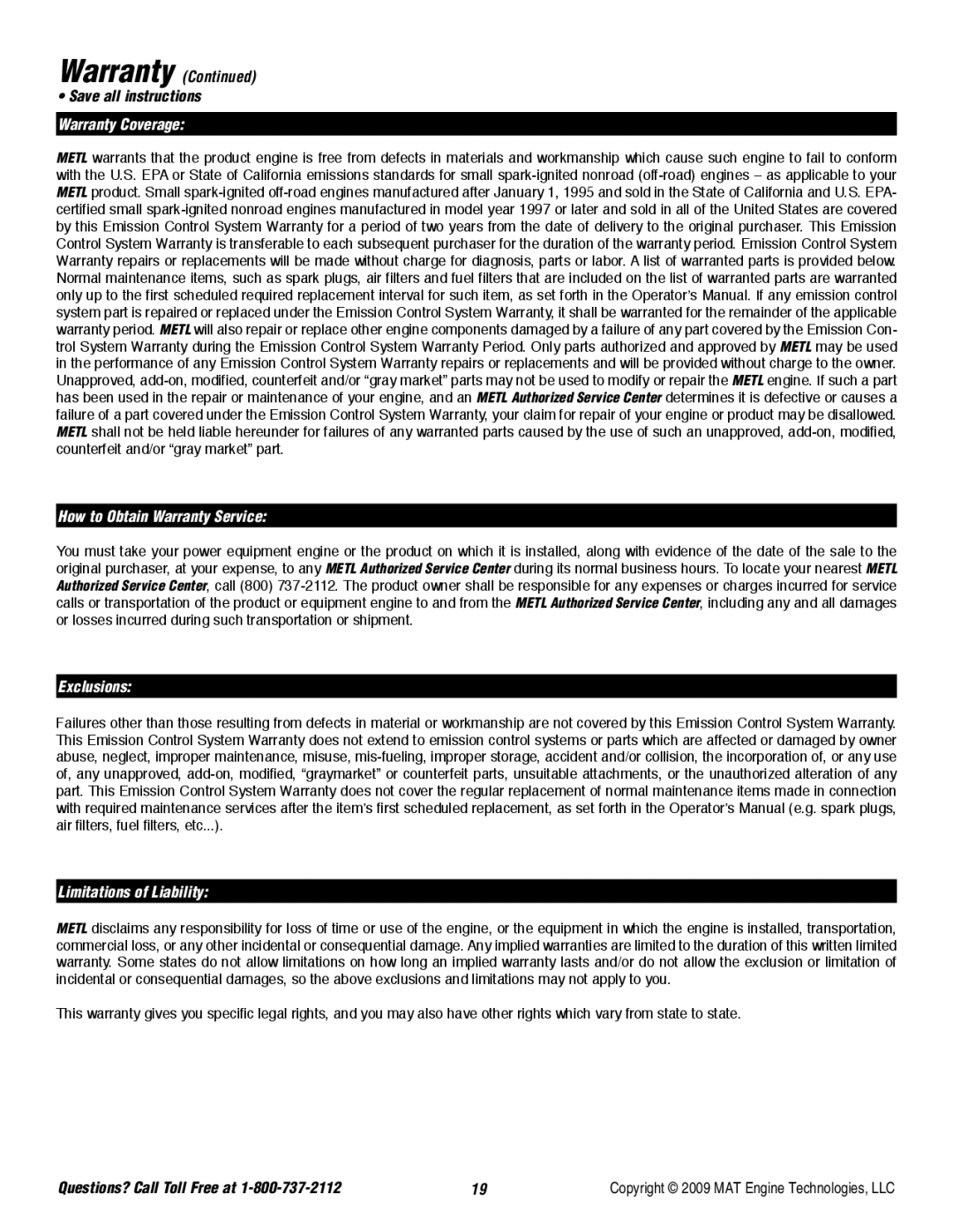 Powermate P-WLE-0799-F2N Warranty Coverage, How to Obtain Warranty Service, Exclusions, Limitations of Liability 