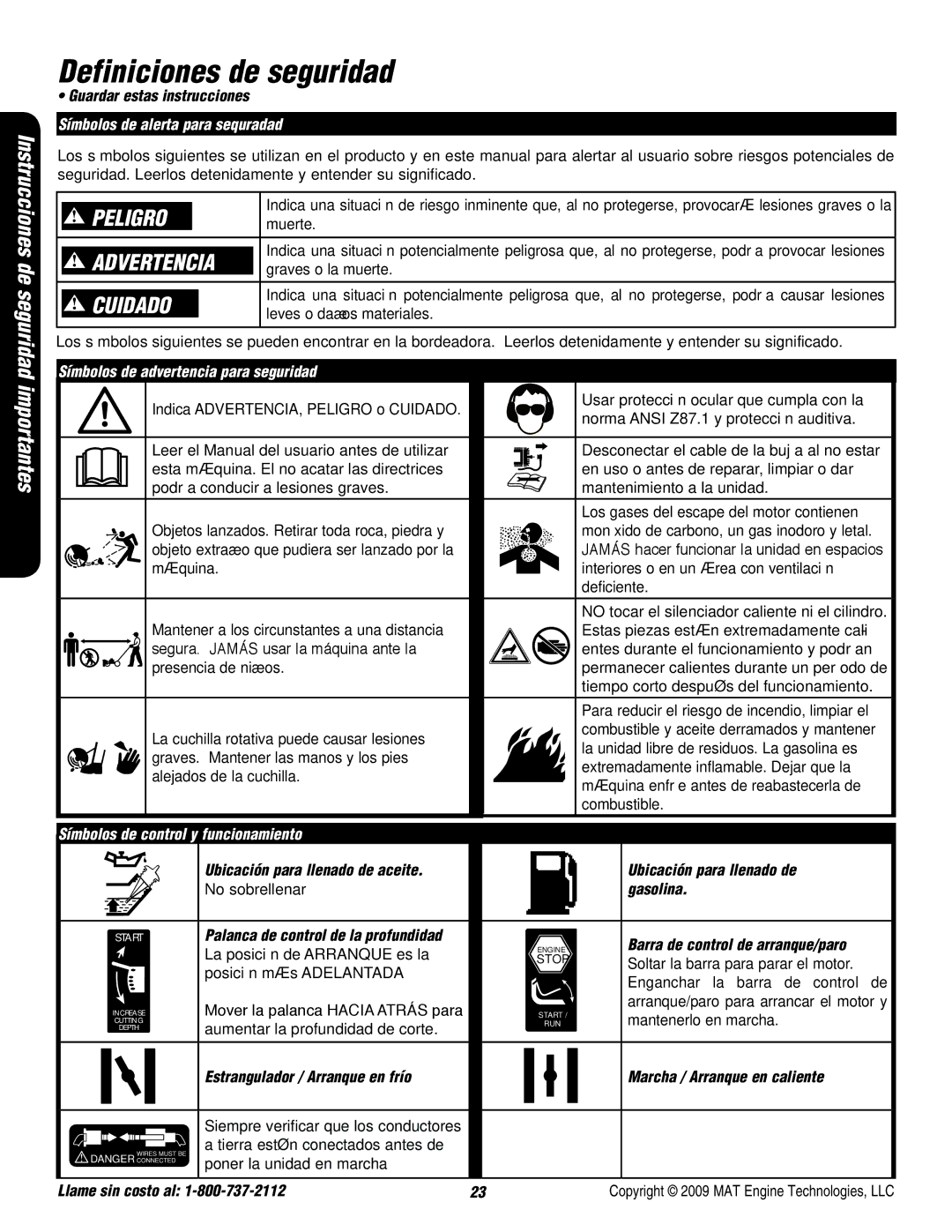 Powermate P-WLE-0799-F2N specifications Definiciones de seguridad, Símbolos de alerta para sequradad 