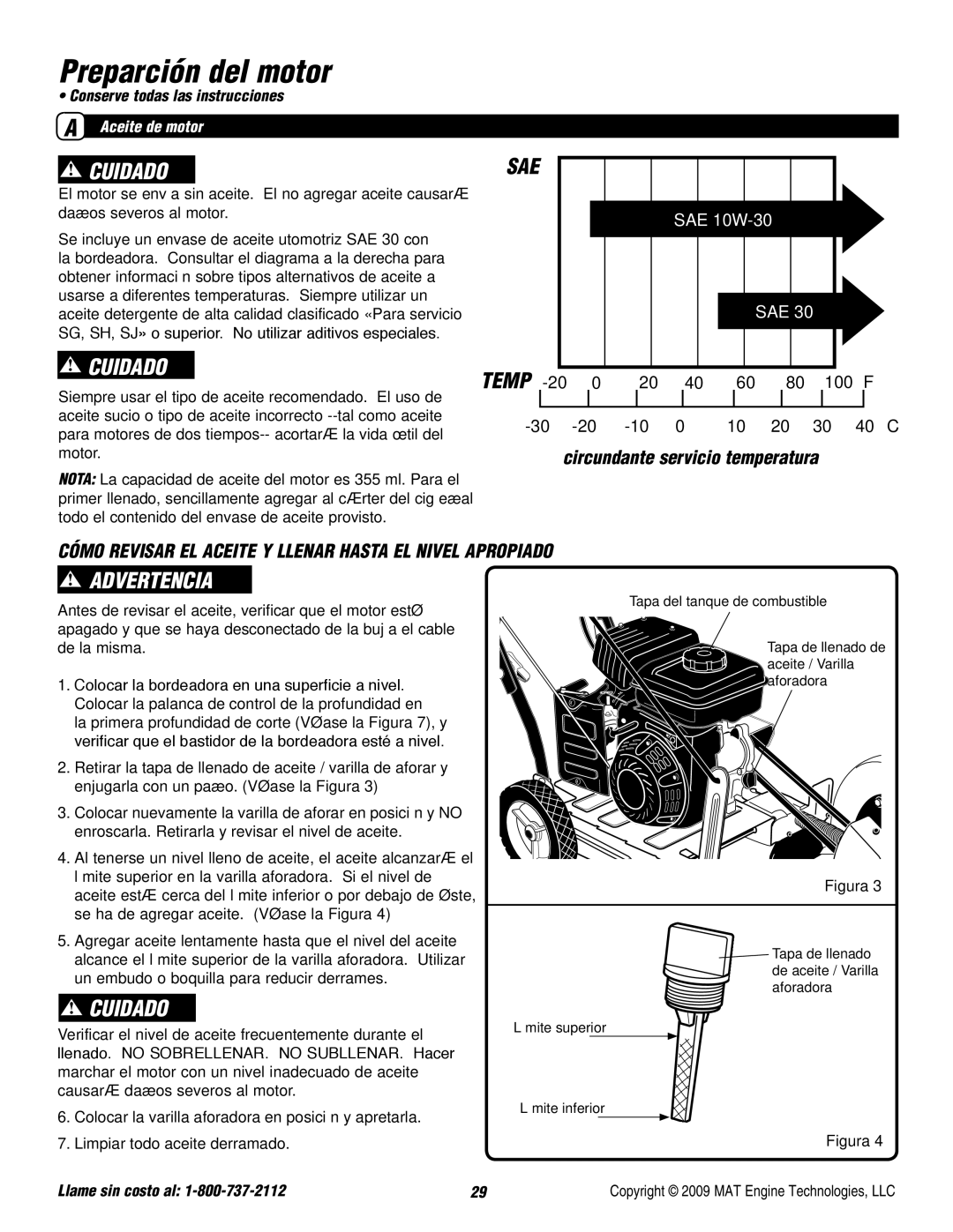 Powermate P-WLE-0799-F2N specifications Preparción del motor, Aceite de motor 