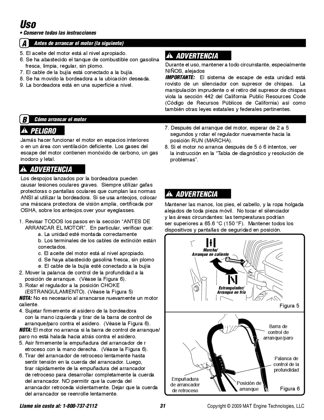 Powermate P-WLE-0799-F2N specifications Cómo arrancar el motor 