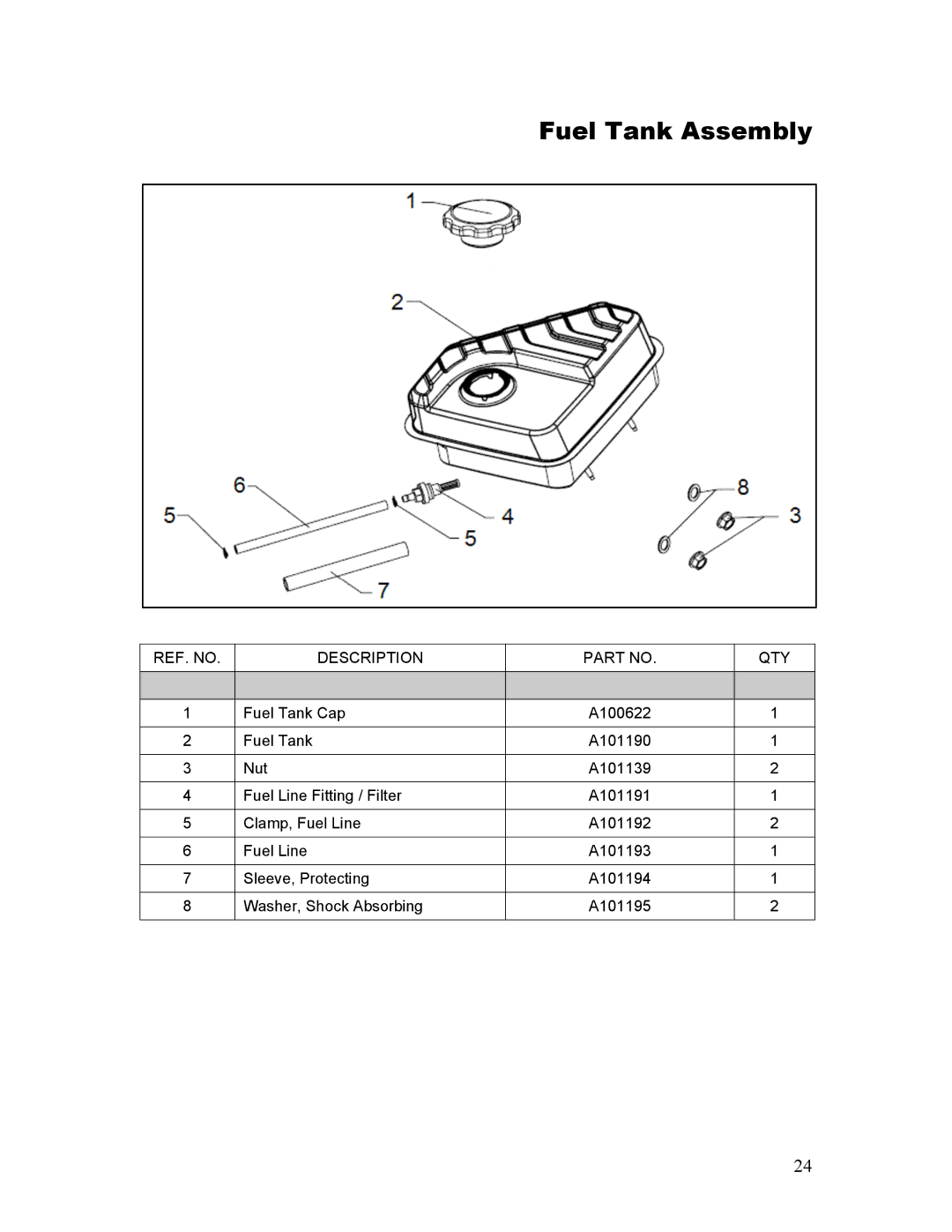 Powermate P-WLE-1639-[E] manual Fuel Tank Assembly 