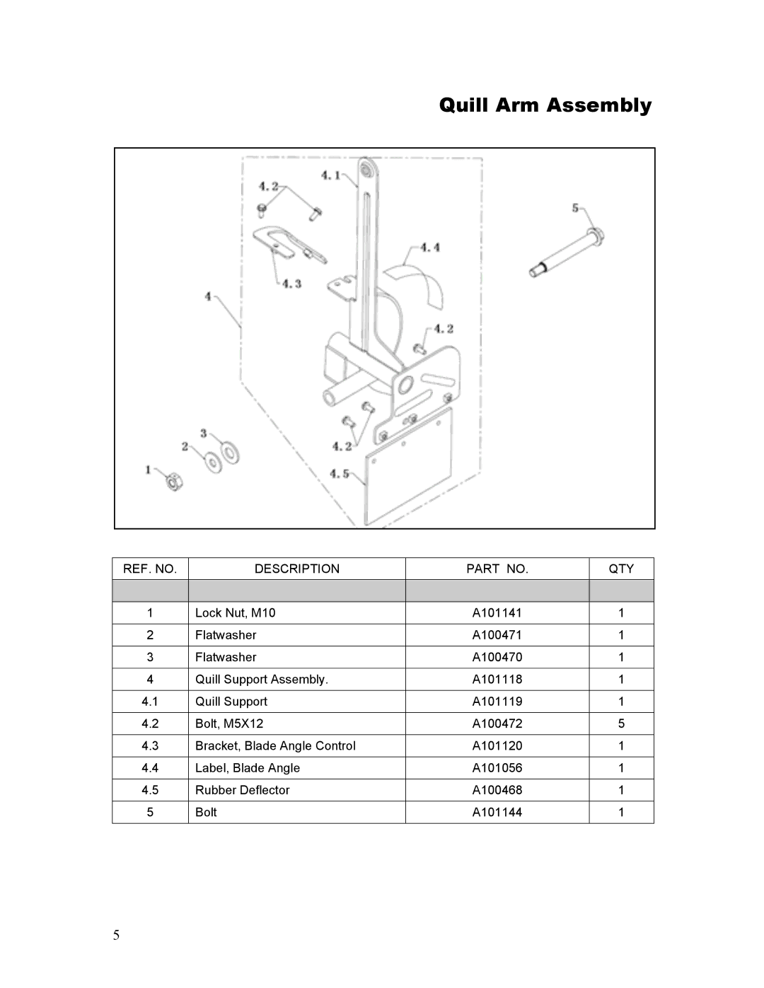 Powermate P-WLE-1639-[E] manual Quill Arm Assembly 