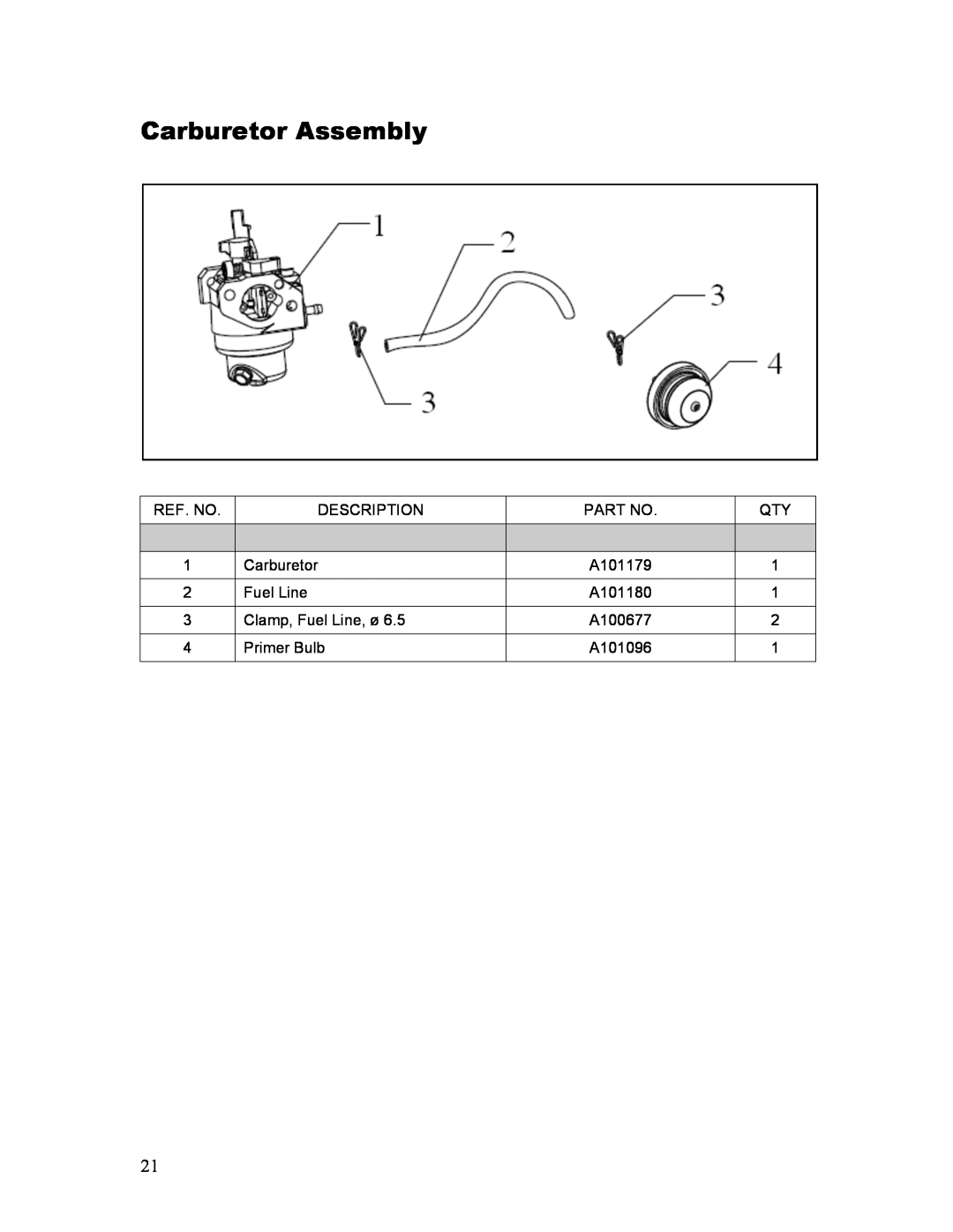 Powermate P-WLE-1639-[E] manual Carburetor Assembly 