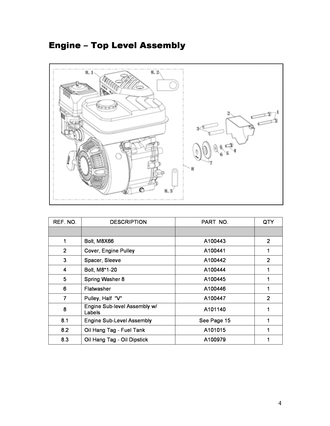 Powermate P-WLE-1639-[E] manual Engine - Top Level Assembly 