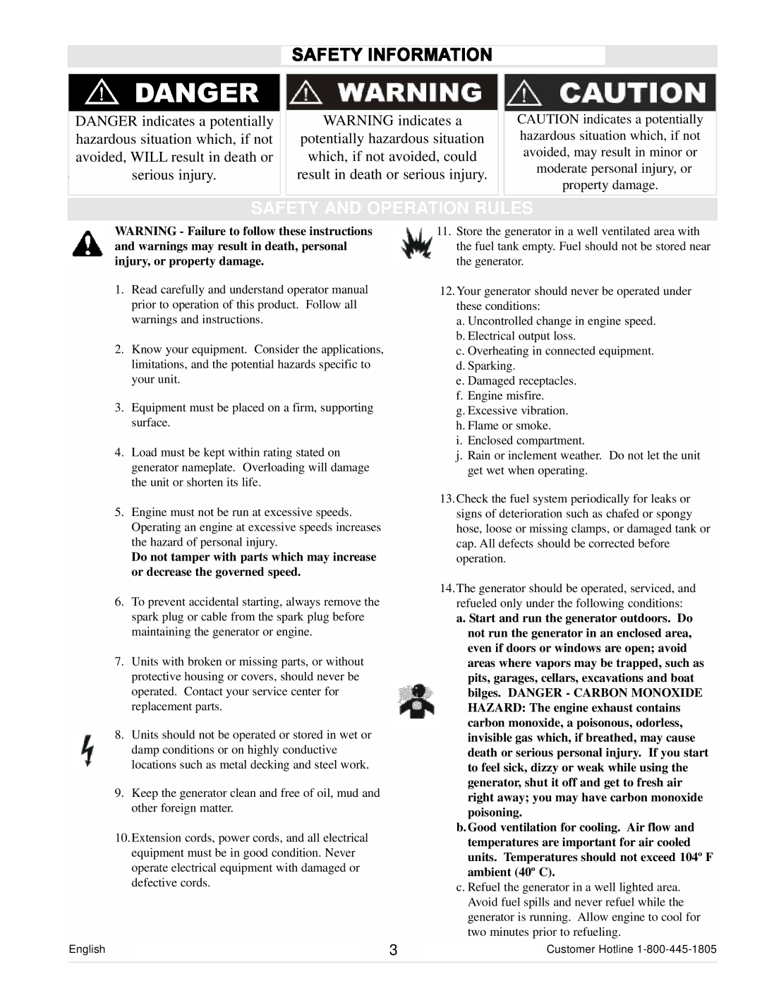 Powermate PC0101100 manual Safety and Operation Rules 