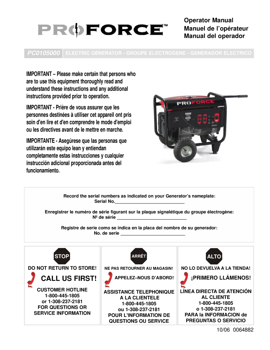 Powermate PC0105000 manual Stop, Alto 